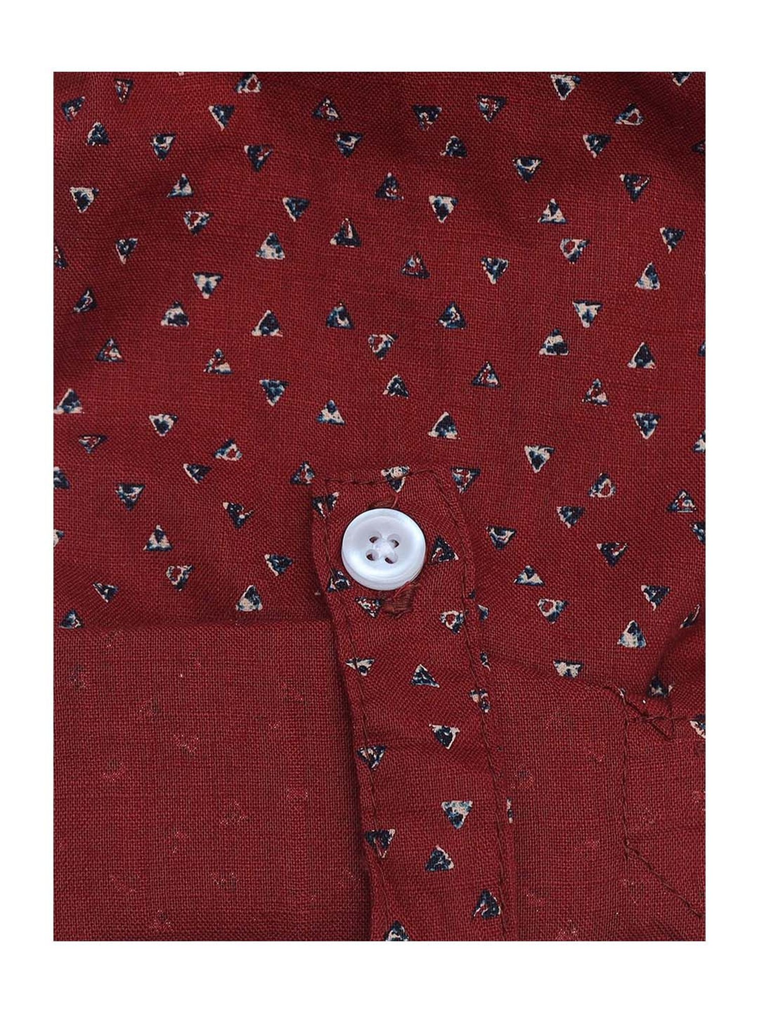 Manet Kids Maroon Cotton Printed Shirt