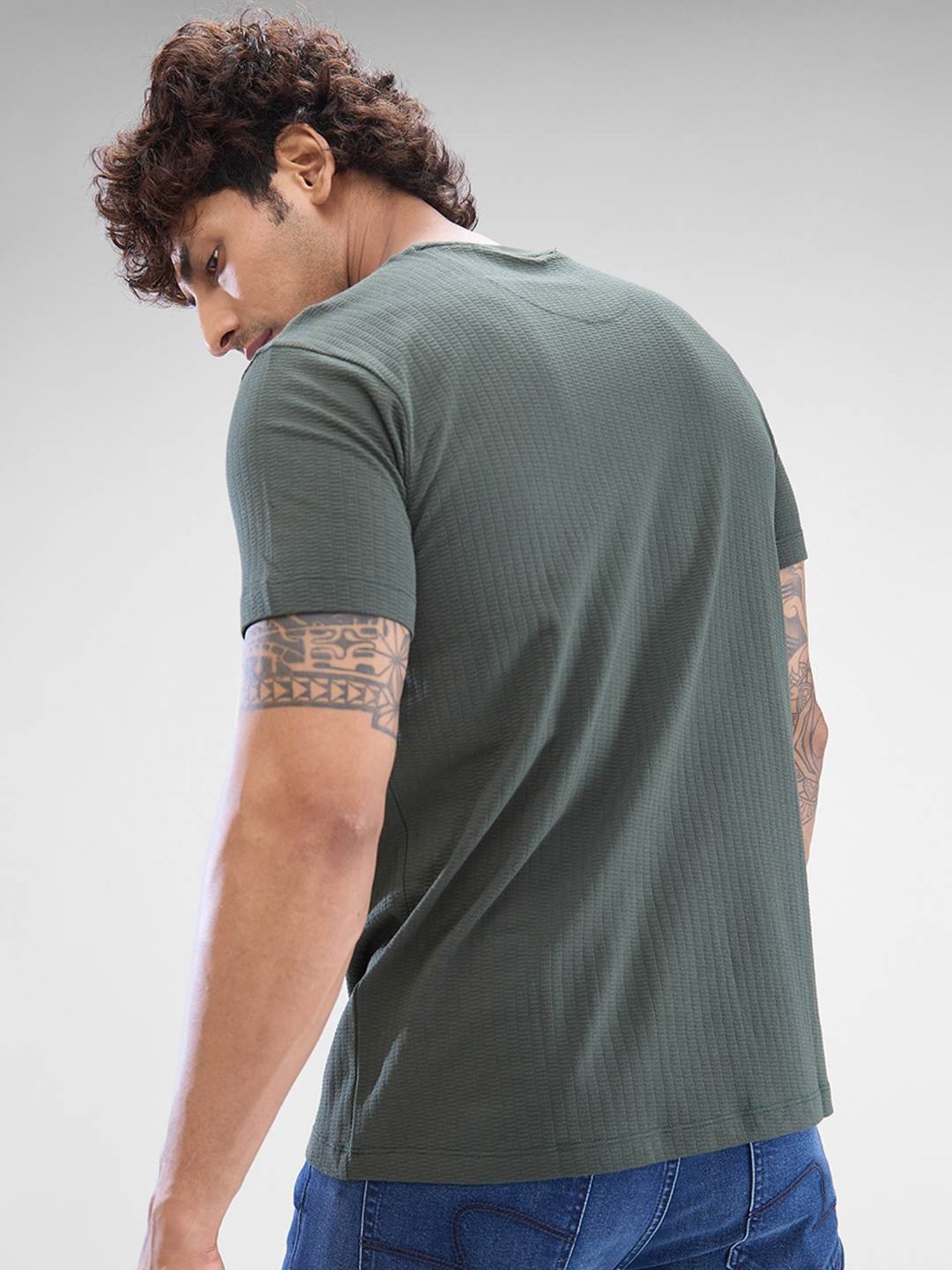 Spykar Green Slim Fit T-Shirt
