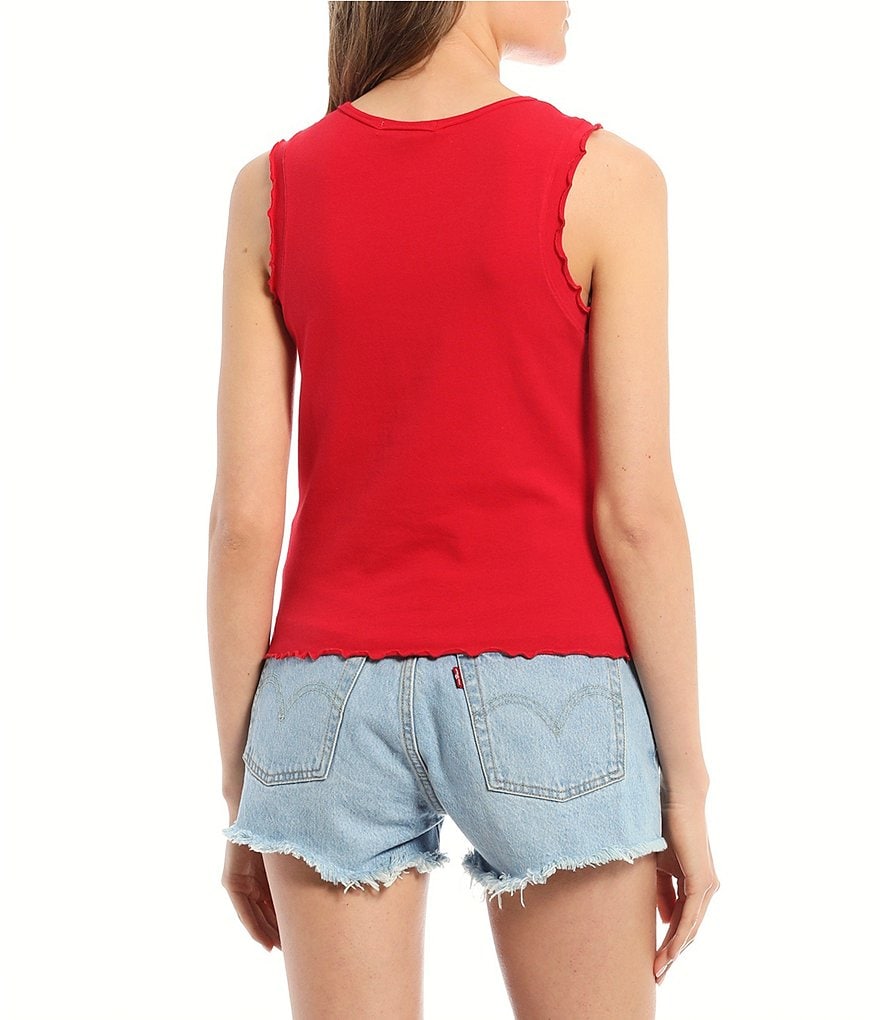 Good Luck Gem Sleeveless Merrow Edged Knit Tank Top