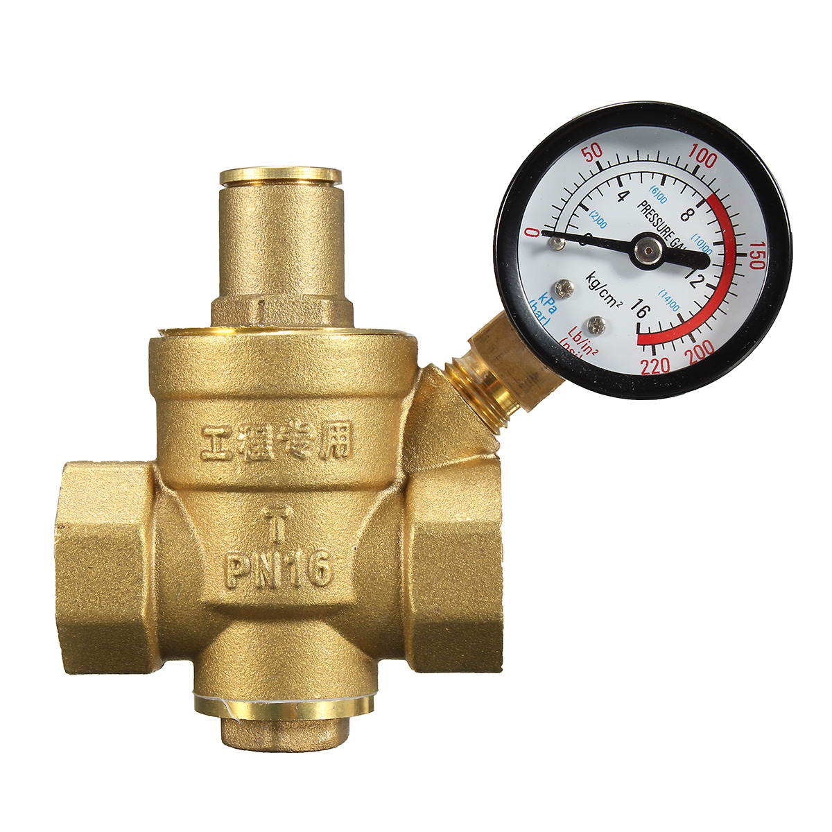 DN20 NPT 3/4 Adjustable Brass Water Pressure Regulator Reducer with Gauge Meter"