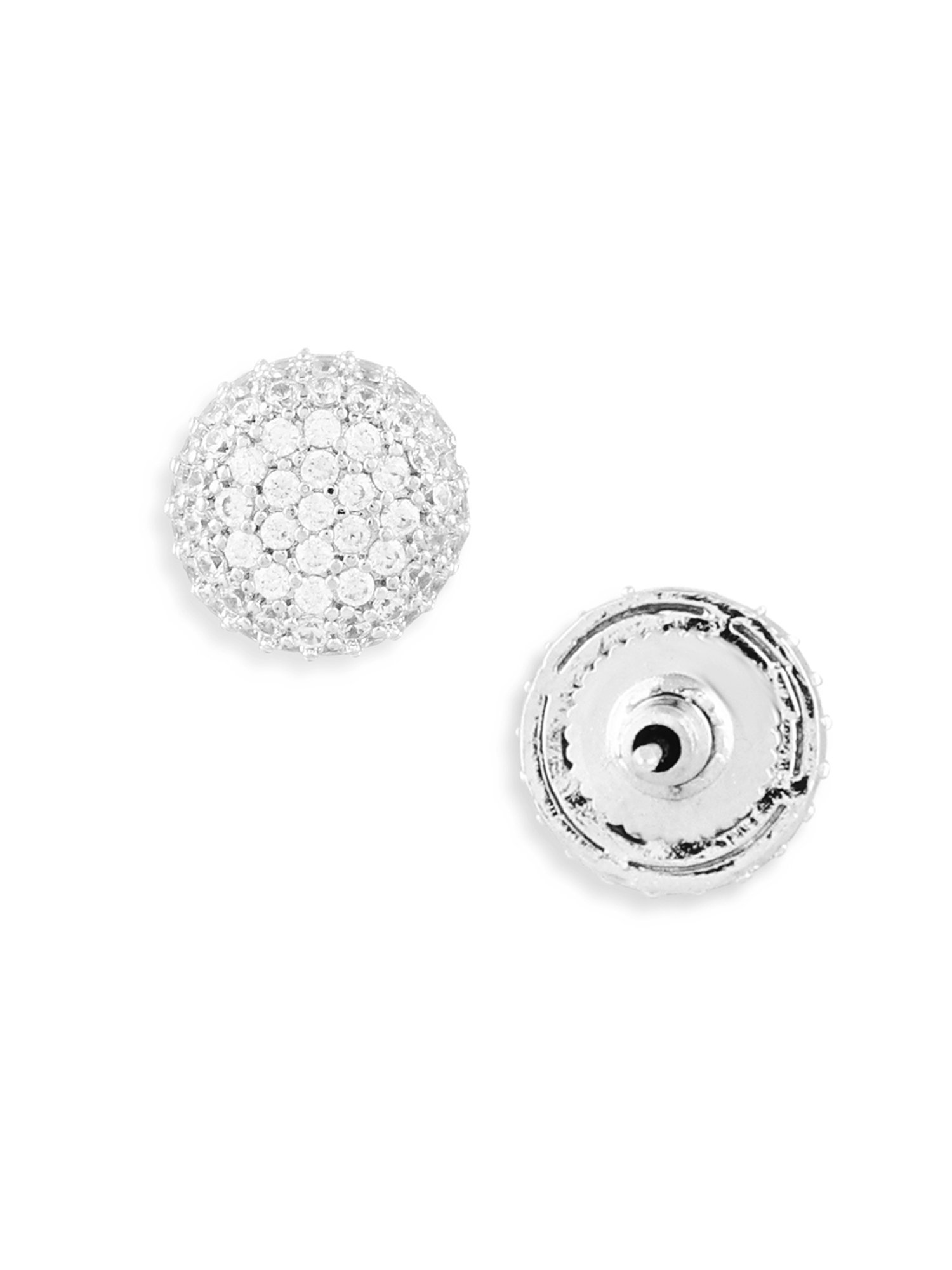 Abdesigns Silver Plated Round American Diamond Stud Earrings