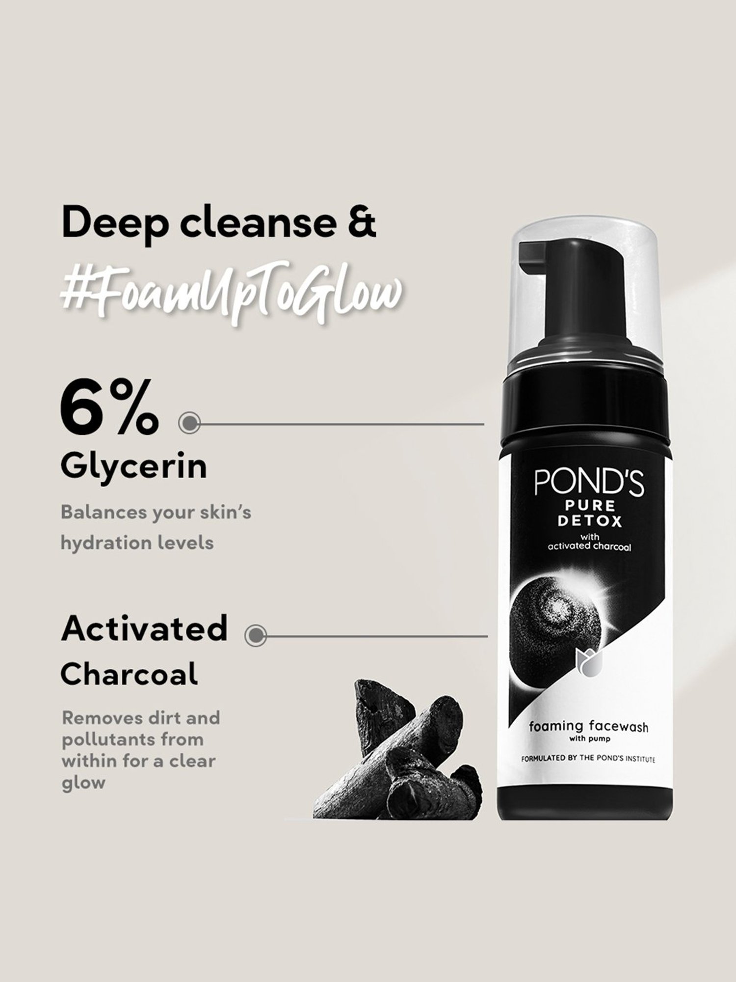 Pond's Pure Detox Foaming Pump Facewash - 150 ml