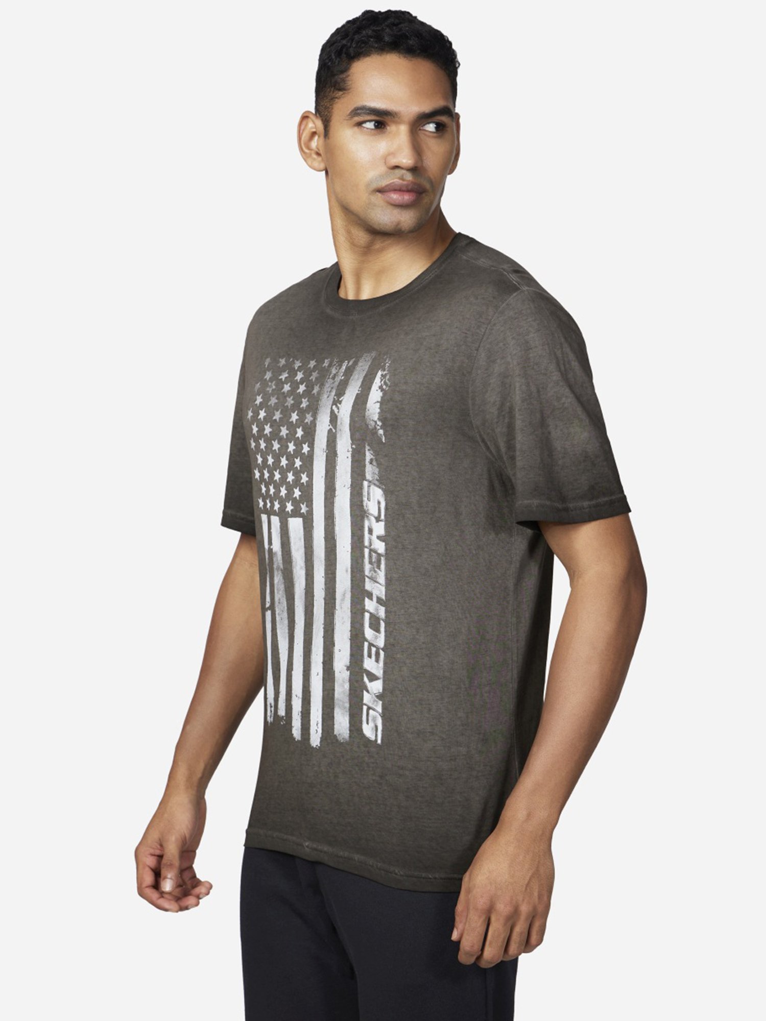 Skechers Black Regular Fit Printed T-Shirt