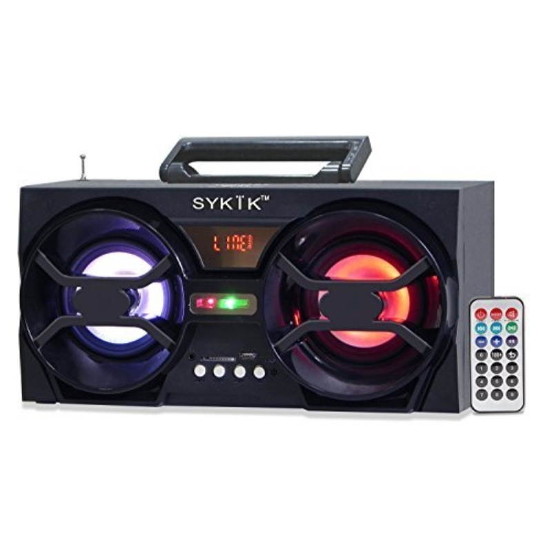 Sykik SP2091BT Bluetooth Boom Box with SD-MMC-USB FM Radio Built in Rechargeable Battery & Remote Control
