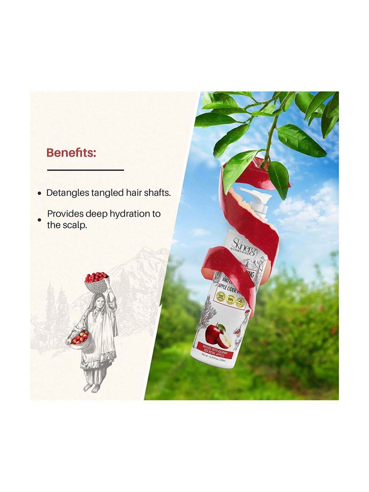 Cosmetofood Skinergy Smoothening 2 IN 1 Shampoo & Conditioner Apple Cider Vinegar - 200 ml