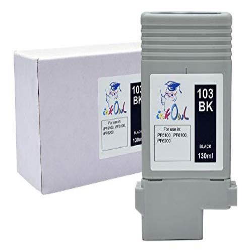 InkOwl Compatible Ink Cartridge Replacement for CANON PFI-103BK (130ml, Black) for iPF5100, iPF6100, iPF6200 printers