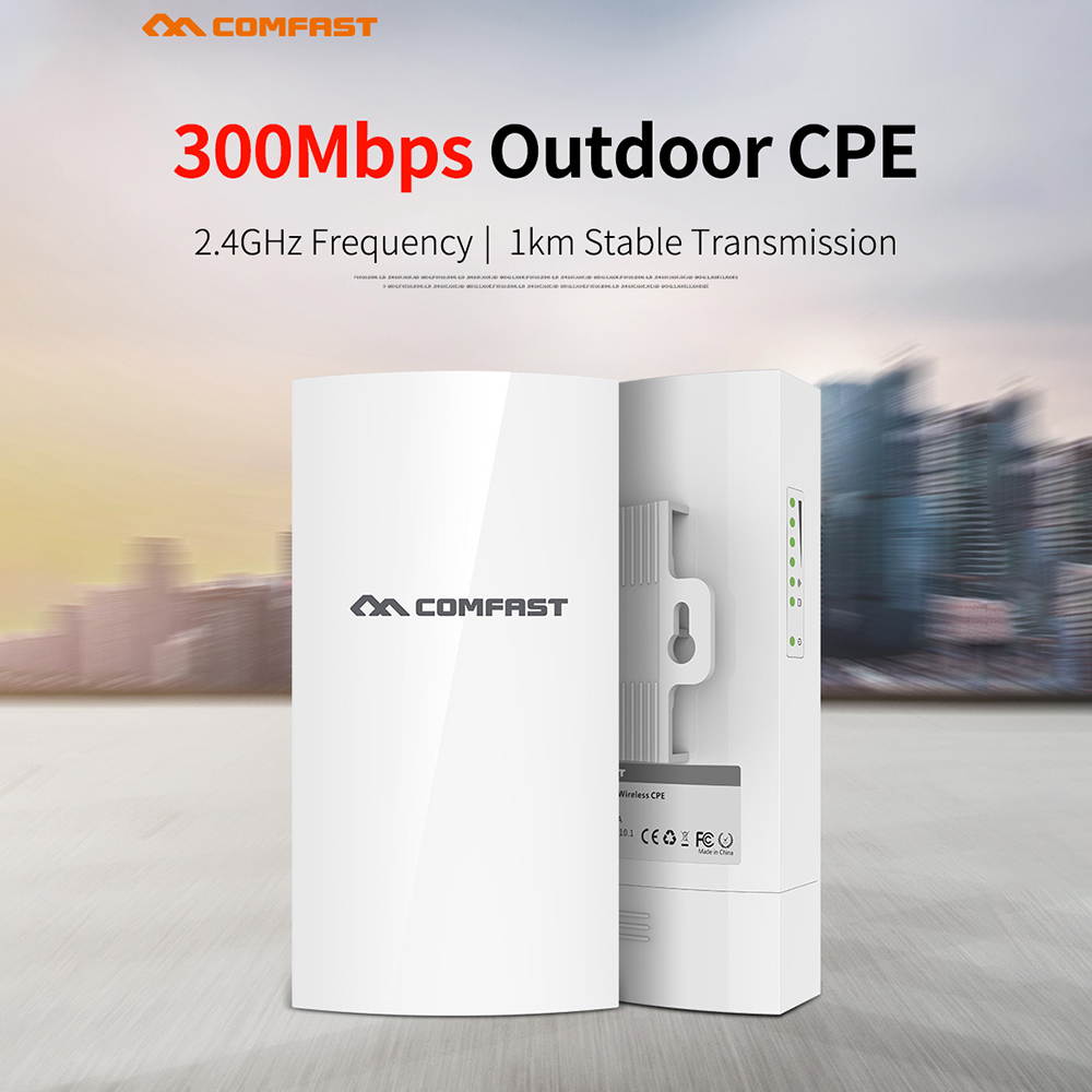 COMFAST 300Mbps Outdoor CPE 2.4GHz Monitoring CPE IP65 POE SSID Wireless Bridge for Security and Monitoring