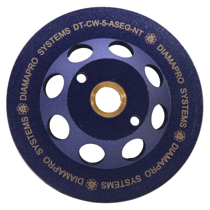 DiamaPro Systems NonThreaded 5 Inch 6 Arrow Segment Concrete Grinding Cup Wheel for Grinding, Preparation, Removing Glue/Grout/Coating, (2 Pack)