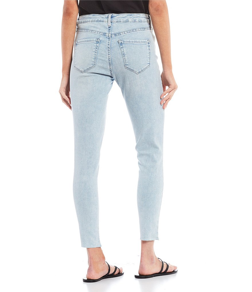 Frayed Mid Rise Ankle Skinny Jeans
