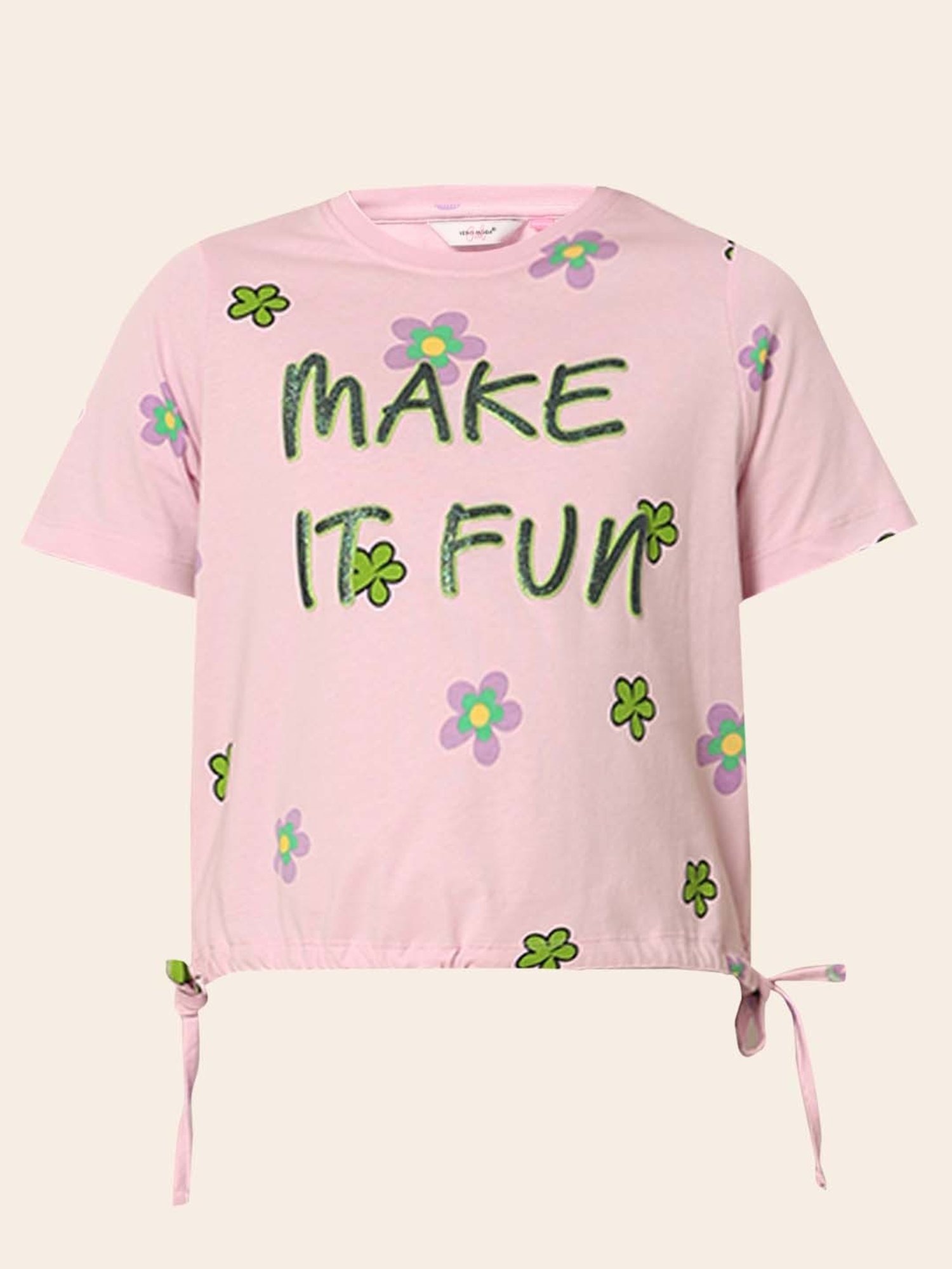 VERO MODA GIRL Lilac Cotton Floral Print T-Shirt