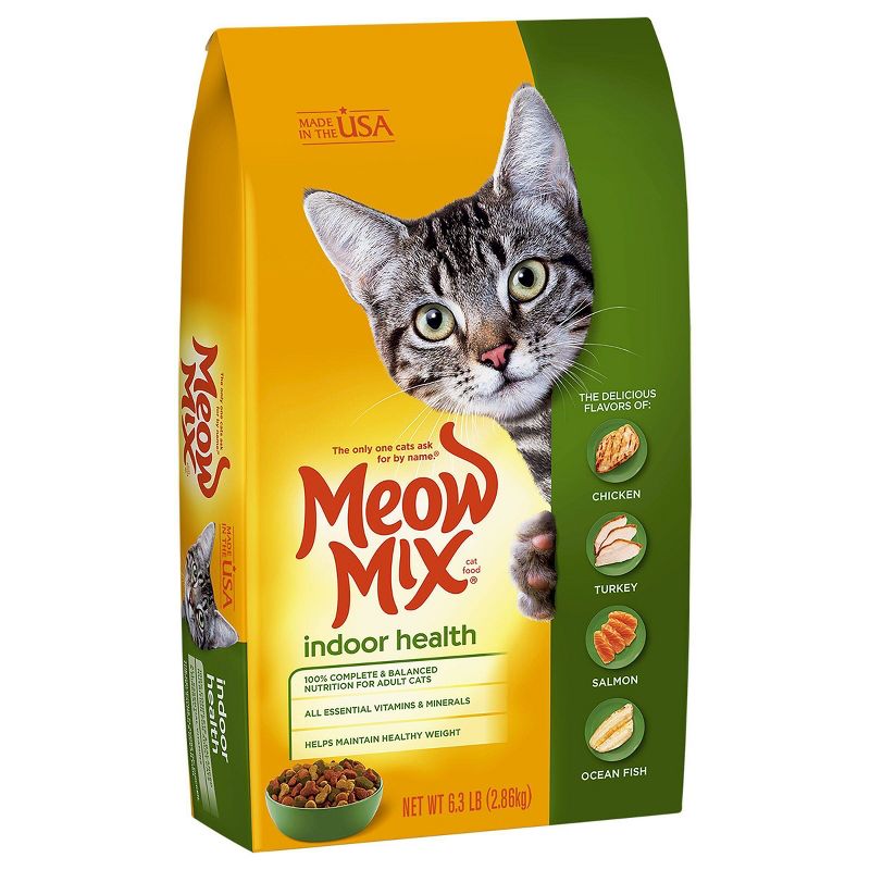 Meow Mix Indoor Health with Flavors of Chicken, Turkey & Salmon Adult Complete & Balanced Dry Cat Food - 6.3lbs