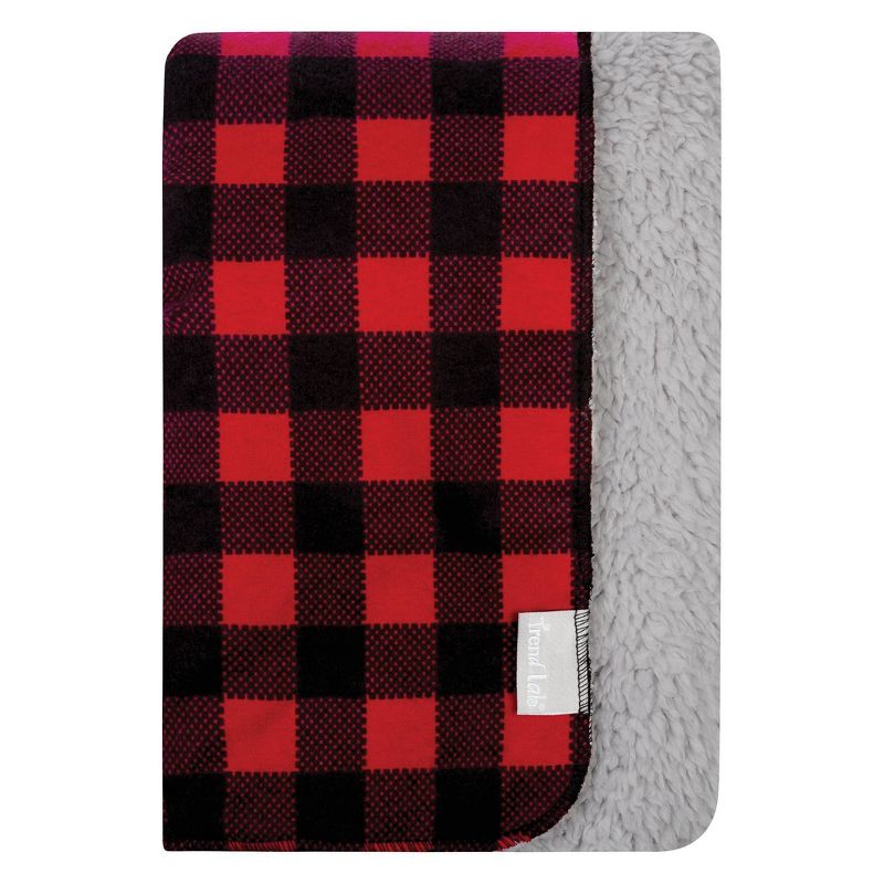 Trend Lab Flannel and Faux Shearling Baby Blanket - Red/Black