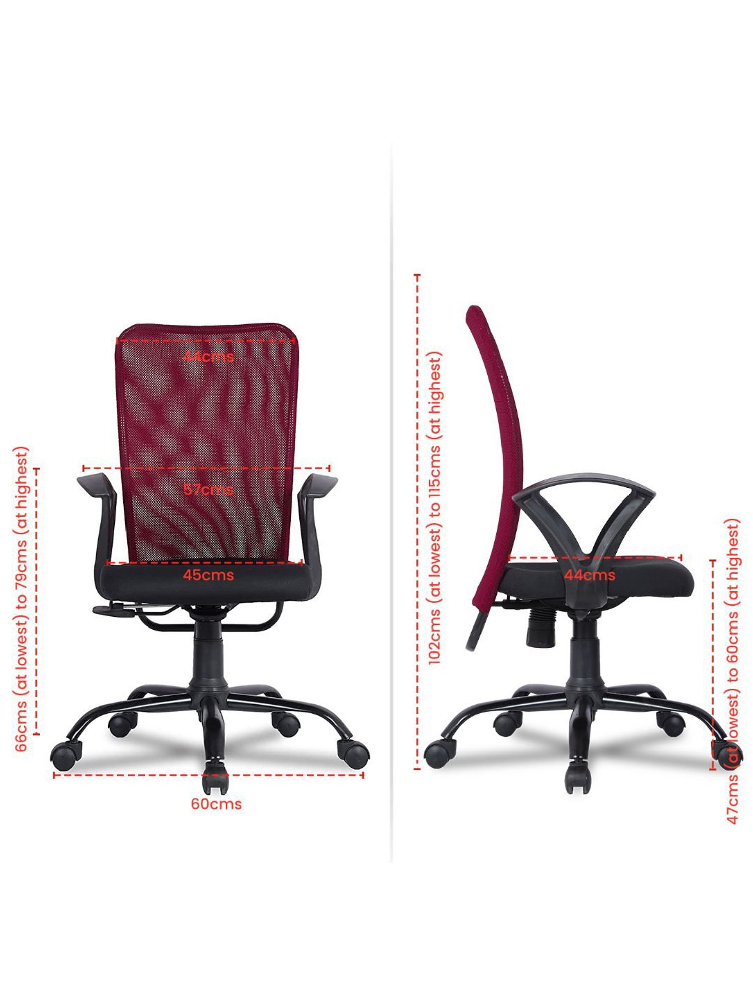 Green Soul Seoul Maroon Foam Ergonomic Office Chair