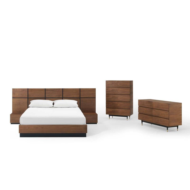 5pc Queen Caima Bedroom Set Walnut - Modway