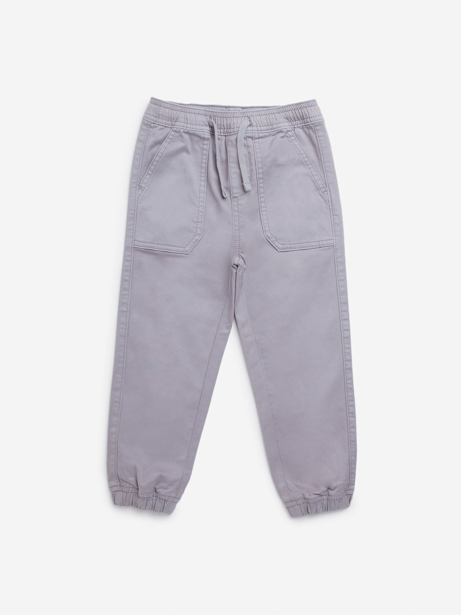 HOP Kids by Westside Grey Solid Mid-Rise Cotton Blend Joggers