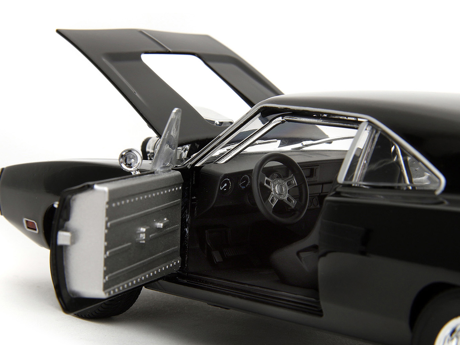 Dodge Charger R/T Black with Dom Diecast Figure "Fast & Furious" (2009) Movie "Hollywood Rides" Series 1/24 Diecast Model Car by Jada