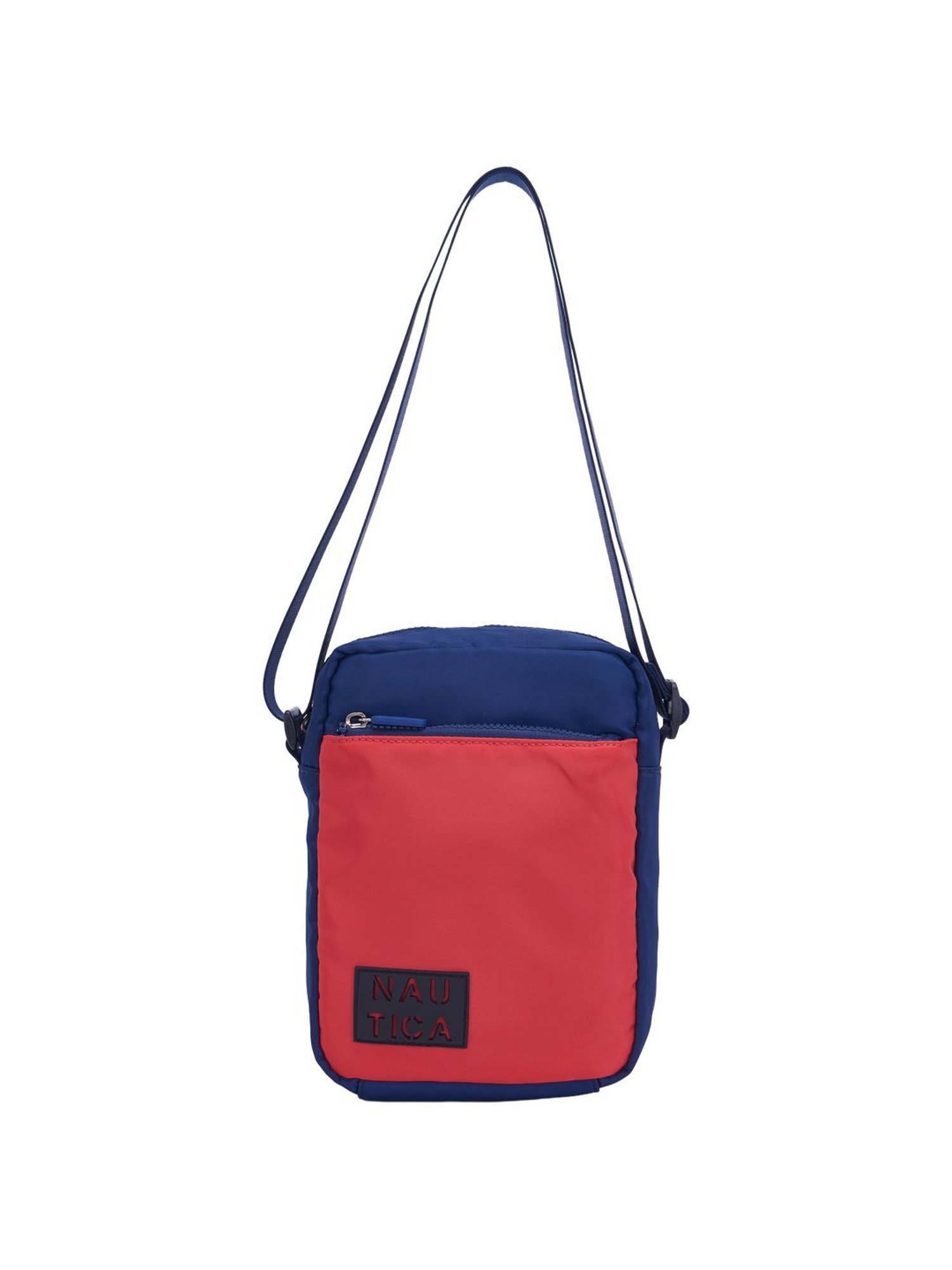 Nautica Navy Blue & Red Color Block Medium Sling Handbag