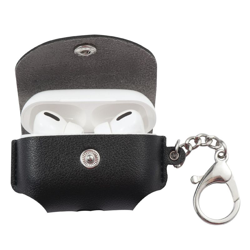 Insten PU Leather Case For AirPods Pro, Carrying Pouch Pocket PU Leather Cover with Keychain, Black