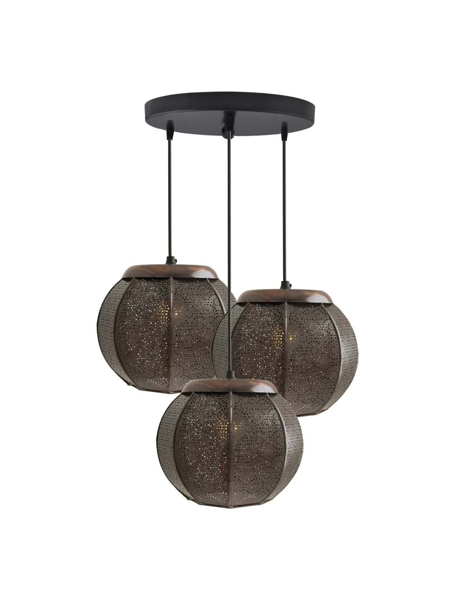 Homesake 3-Lights Round Cluster Brown Metal Classic Moroccan Pendant Light - Set of 1