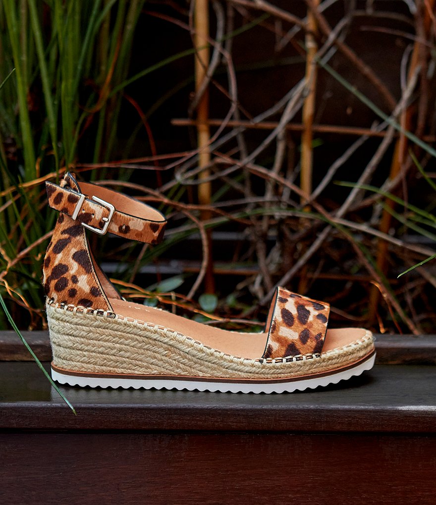 Alex Marie Calexa Leopard Haircalf Espadrille Wedge Sandals
