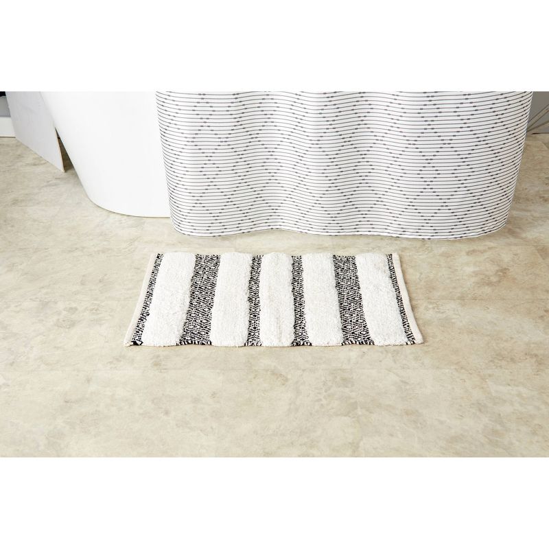 Geo Striped Bath Rug Black/White - SKL Home