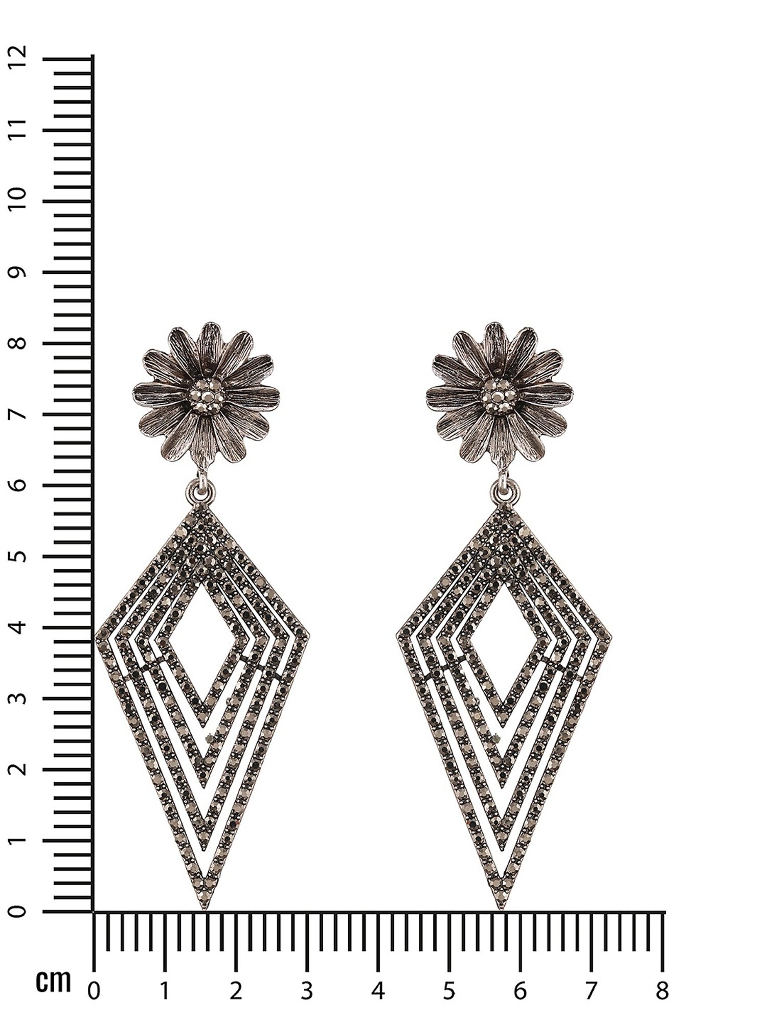 Aatmana Silver Toned Contemporary Dangler Earrings