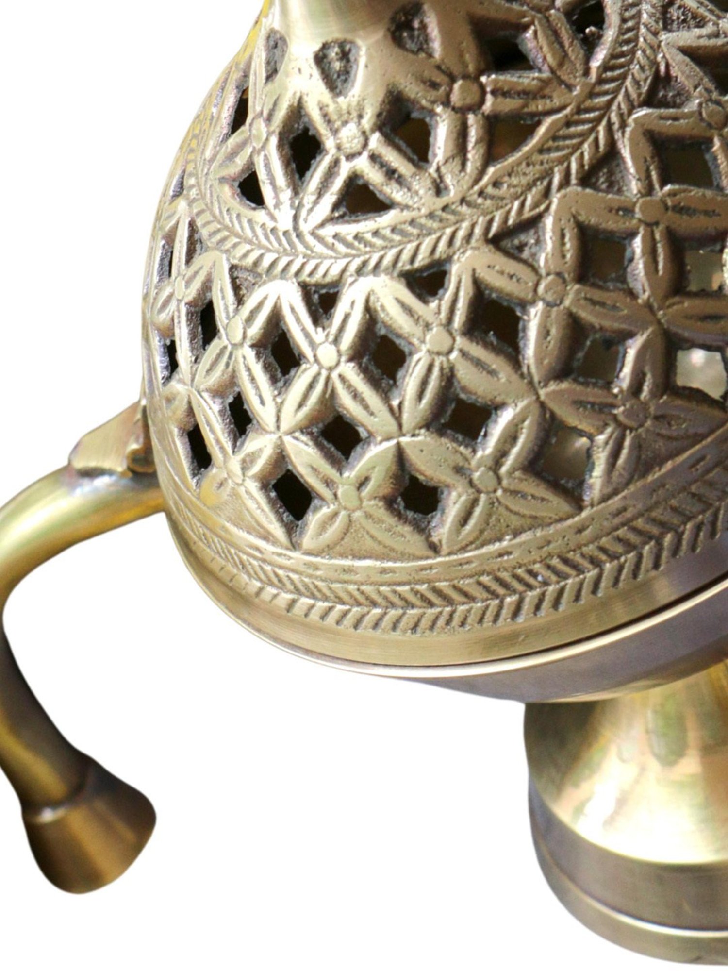 Ambi Intricate Design Brass Dhuni Loban Sambrani Incense Burner (Small)