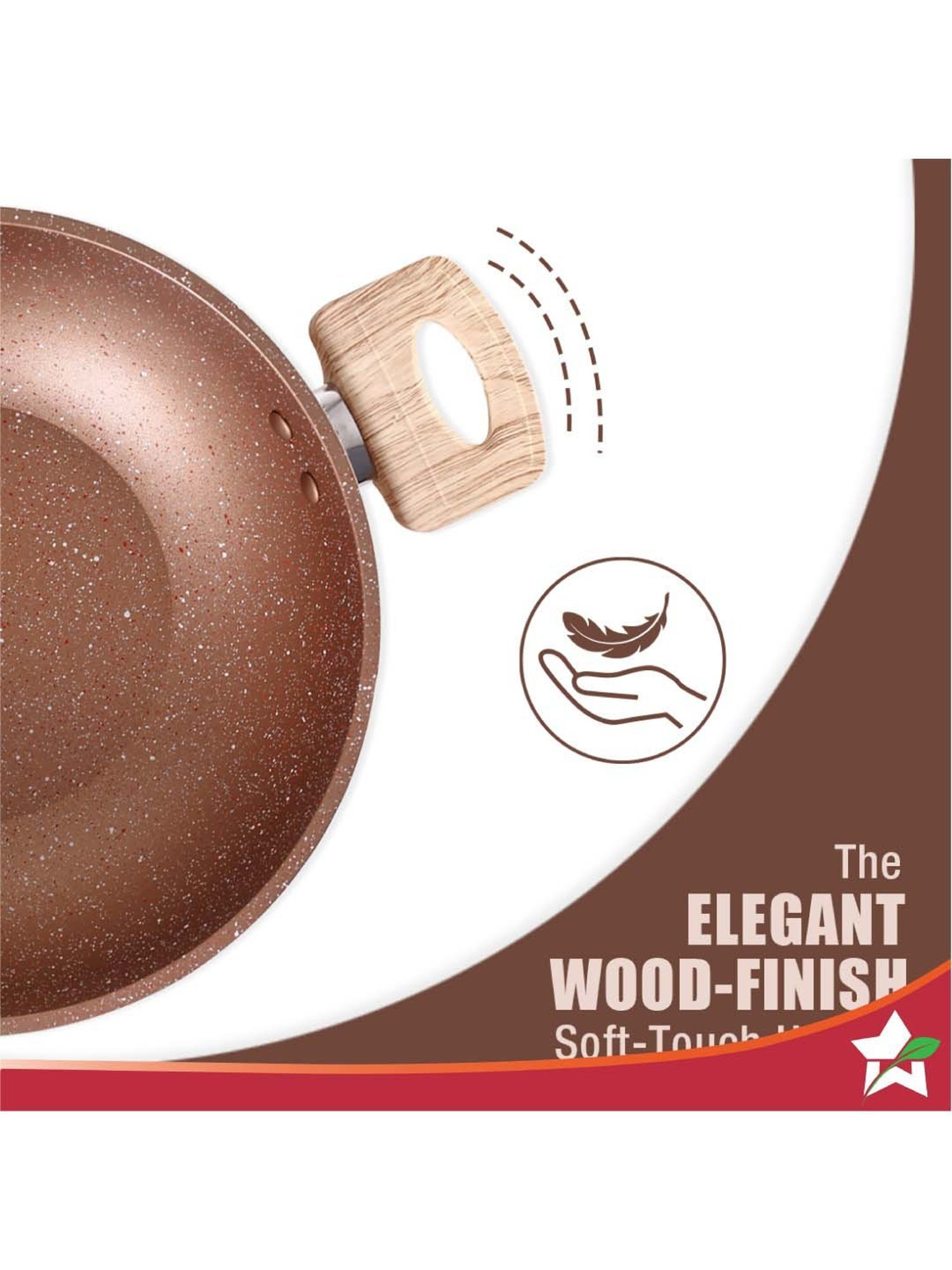 Wonderchef Duralife Brown Aluminium 24 cm Kadhai With Lid