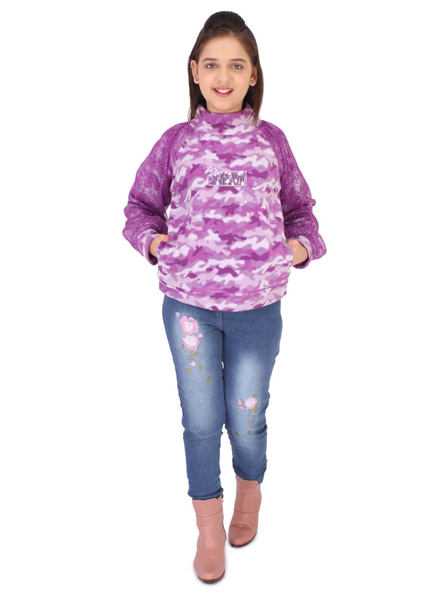 Cutecumber Kids Purple Printed Sweatshirt