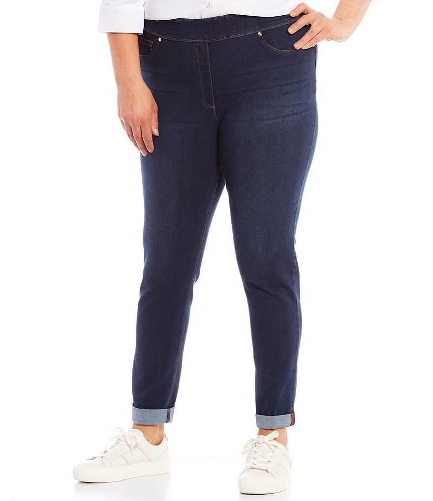 Slim Factor by Investments Plus Size Classic Waist Denim Skinny Cuff Legging