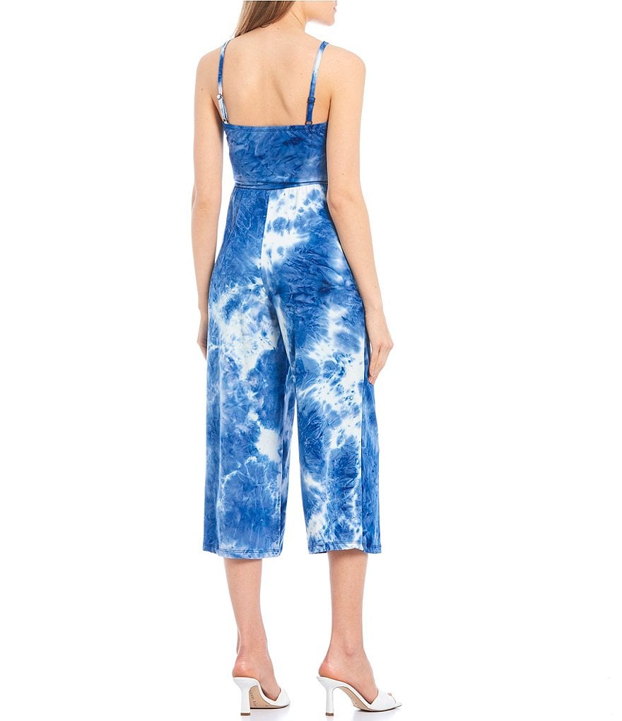 Stilletto's Tie-Dye Faux Wrap Culotte Jumpsuit