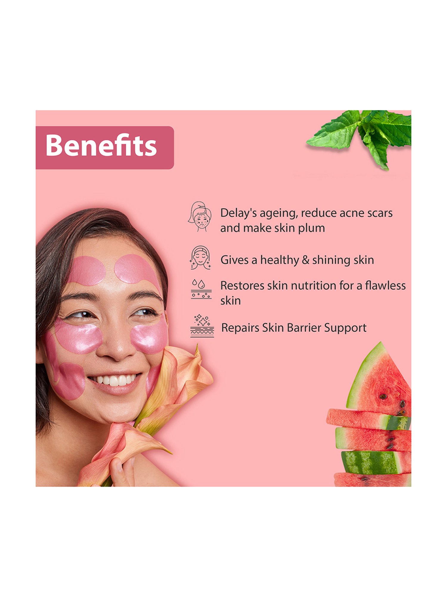 Glamveda Watermelon & Collagen Face Wash, Facial Kit and Peel Off Mask Combo