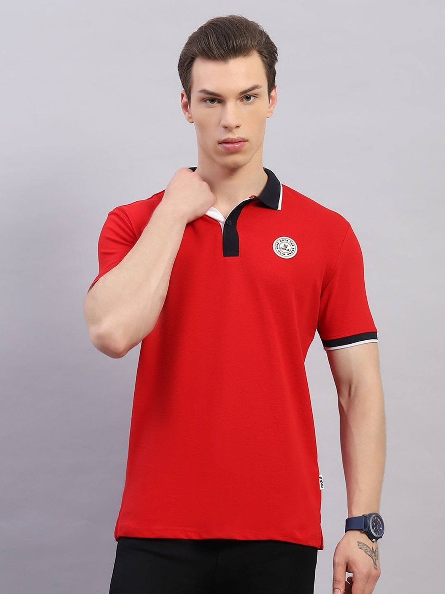 Rock.It Red Cotton Regular Fit Polo T-Shirt