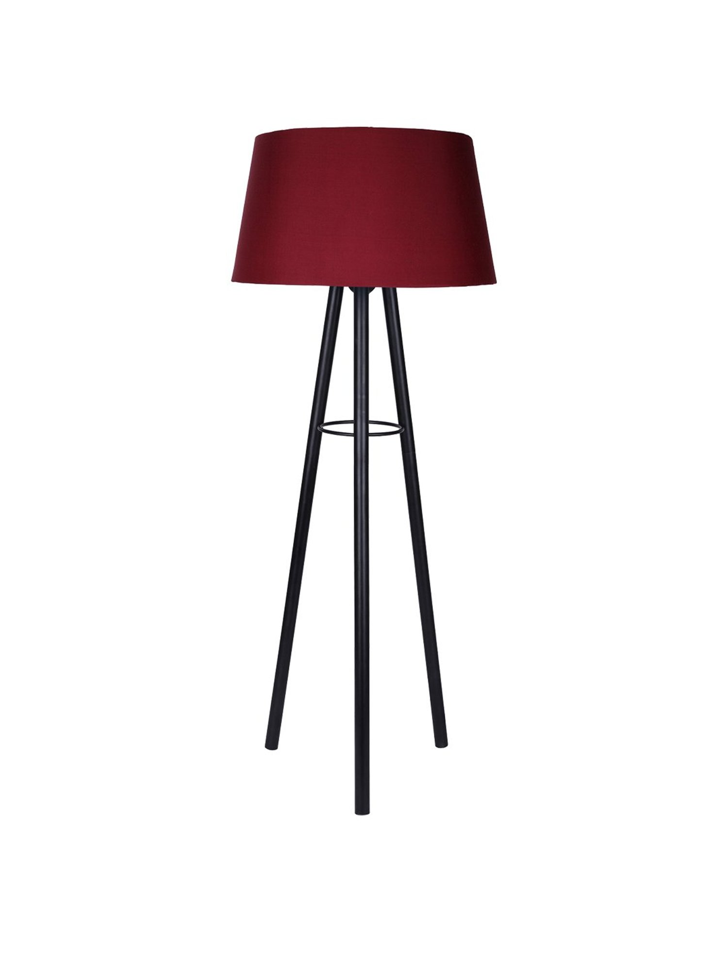 Homesake Black Mid Century Metal Tripod Table Lamp With Red Shade