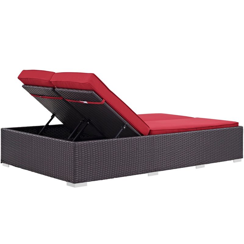 Convene Double Outdoor Patio Chaise - Red - Modway