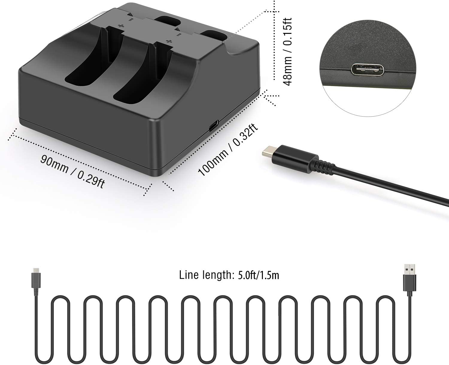 Joy-Con Charger for Switch, YCCTEAM 4 in 1 Fast Charging Station for Switch Joy-Con Controllers with Individual LED Indicator and 5FT USB Charging Cable for Switch