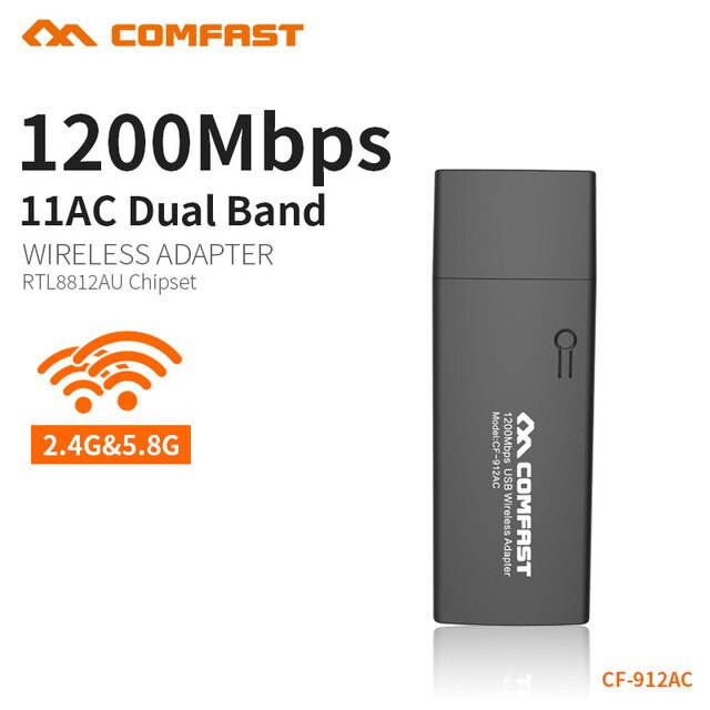 1 pcs 1200Mbps 11AC Dual Band Gigabit Wireless network card 2.4G/5.8G USB wi fi Adapter 802.11ac USB wifi adapter