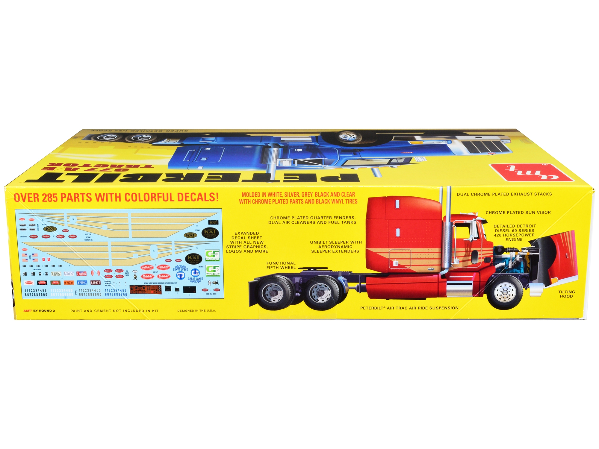 Skill 4 Model Kit Peterbilt 378 Long Hauler Truck Tractor 1/24 Scale Model by Italeri