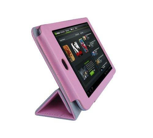 iShoppingdeals - Pink PU Leather Folio Cover Case and Anti-Glare Matte Screen Protector for ASUS Google Nexus 7 Tablet