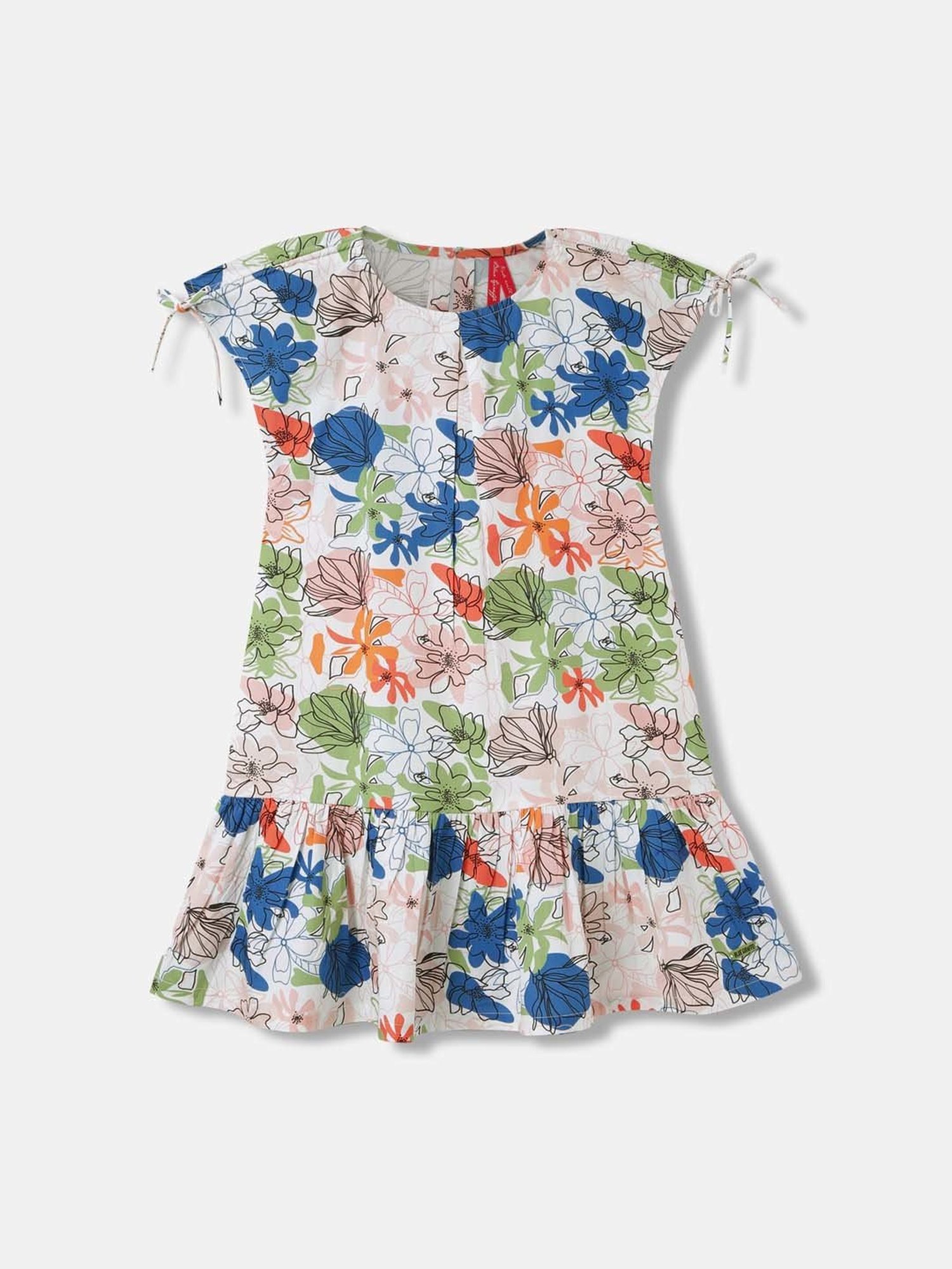 Blue Giraffe Kids Multicolor Cotton Floral Print Dress