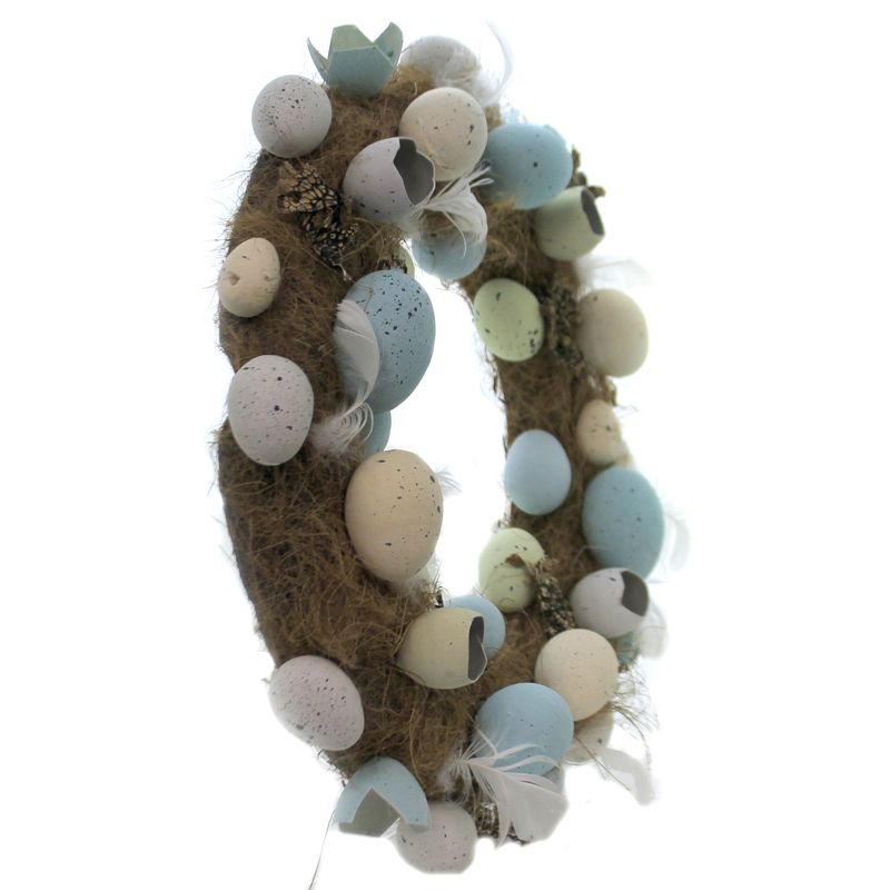 Easter 17.5" Egg/Egg Shell Wreath Speckles Feathers Spring  -  Wreaths