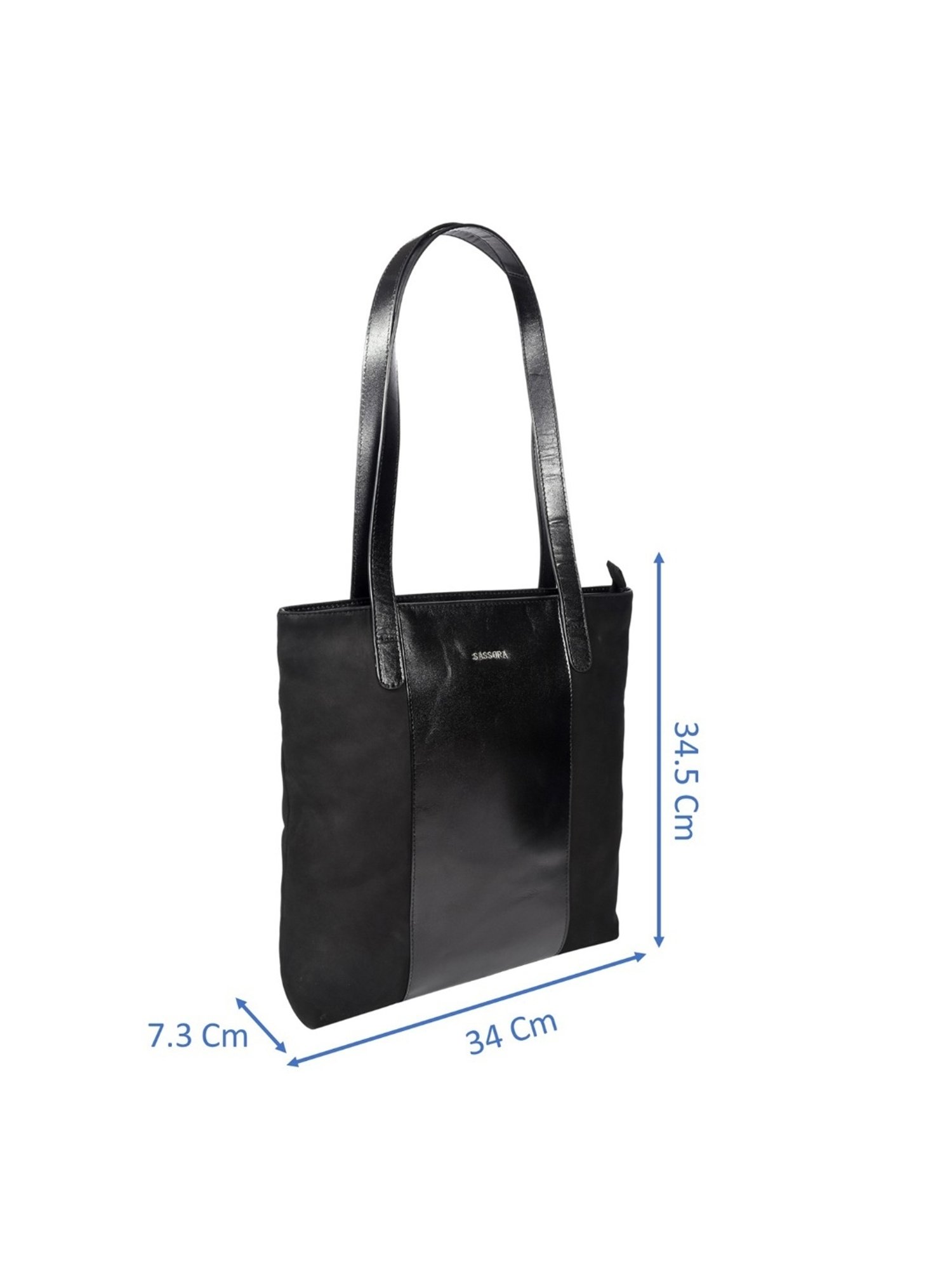 SASSORA IRIS Black Leather Large Shoulder Bag