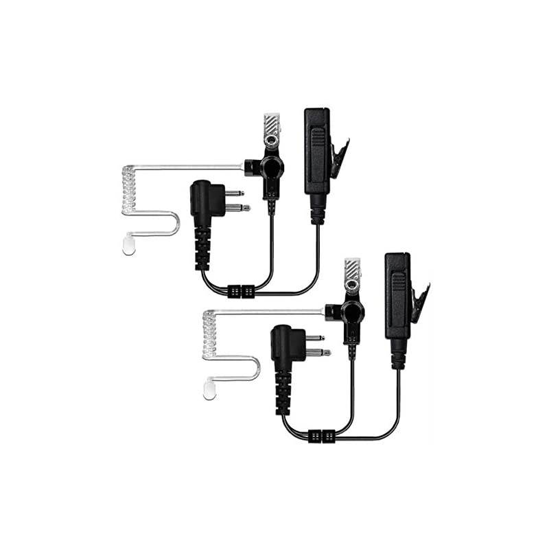 Surveillance Headset Earpiece with PTT Mic for Motorola 2Pin TwoWay Radios Made with Kevlar Enforcement 2 Pack