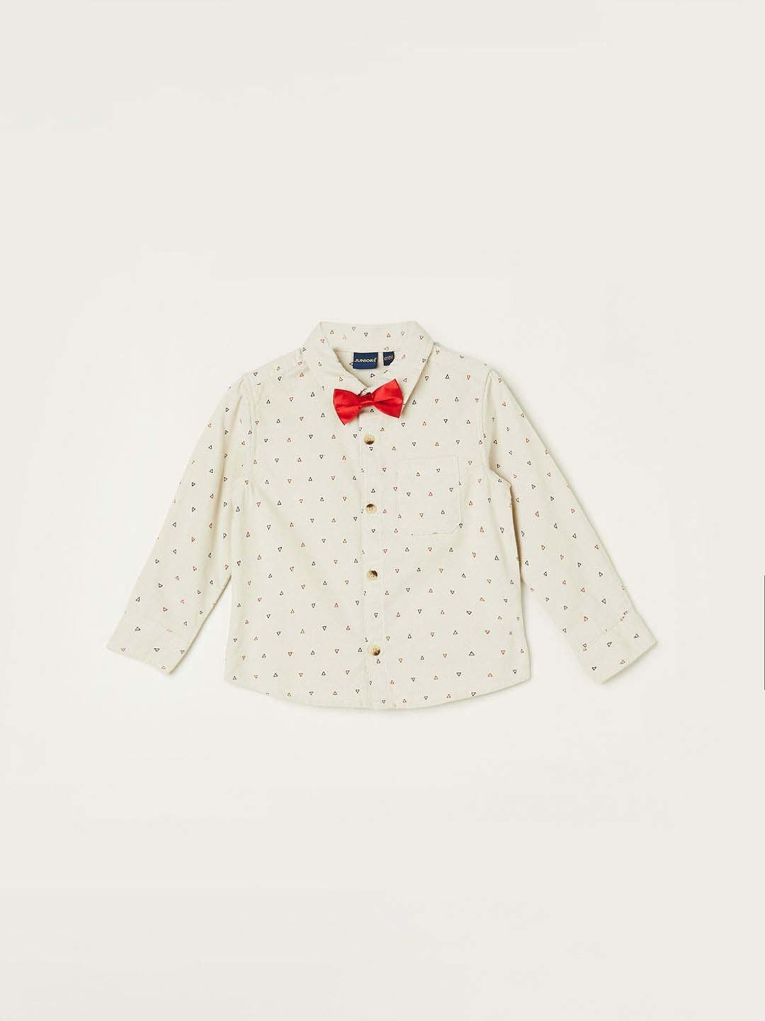 Juniors by Lifestyle Beige Cotton Printed Full Sleeves Shirt