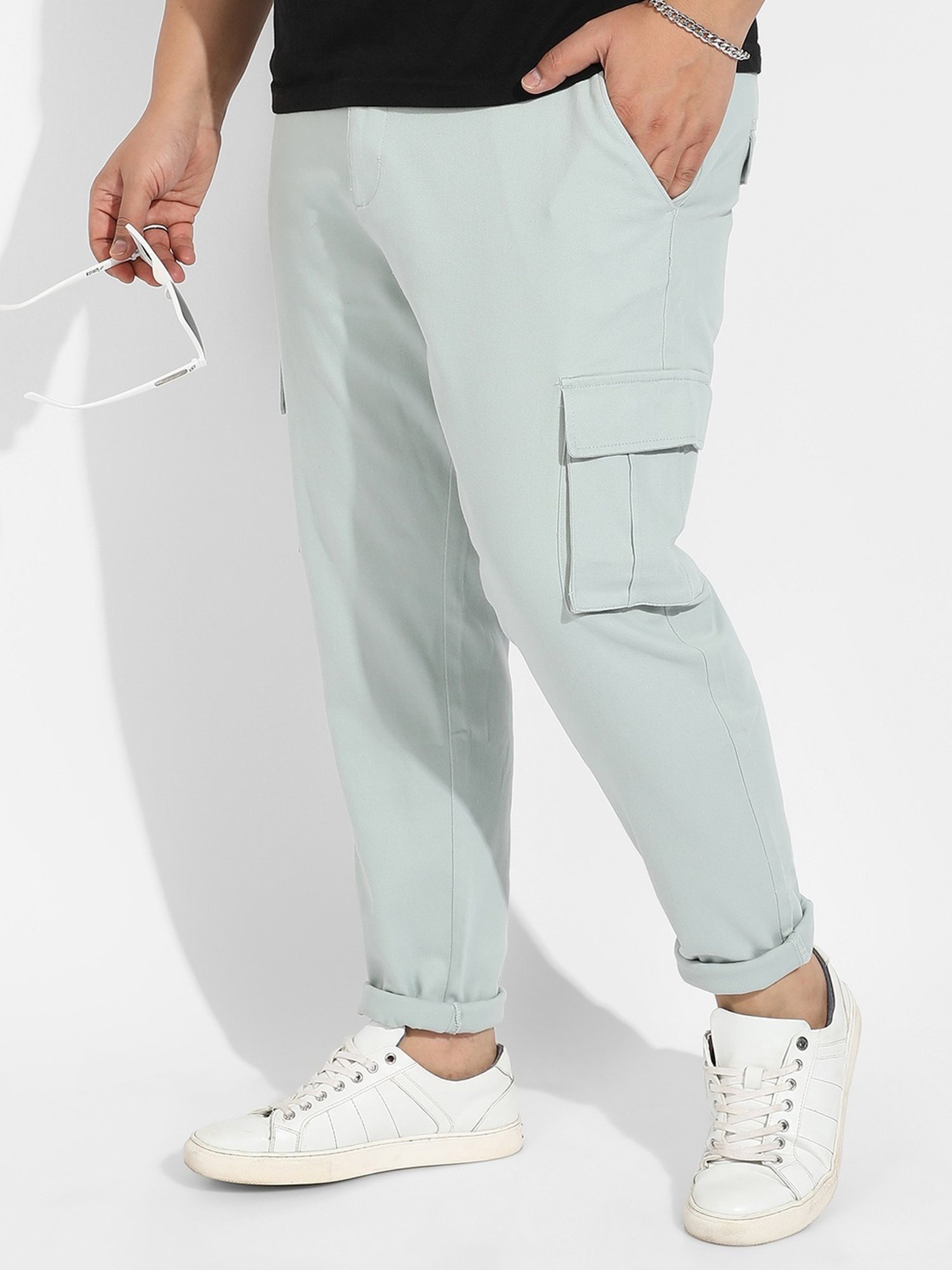 Instafab Plus Green Regular fit Plus Size Cargos