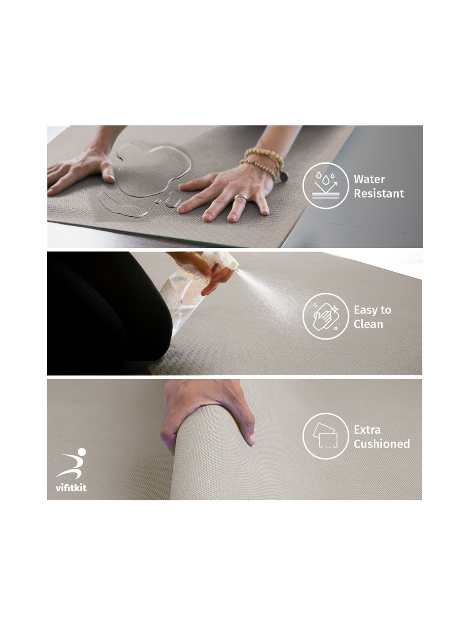 Vifitkit Anti-Skid Yoga Mat (Grey) Size - 6mm