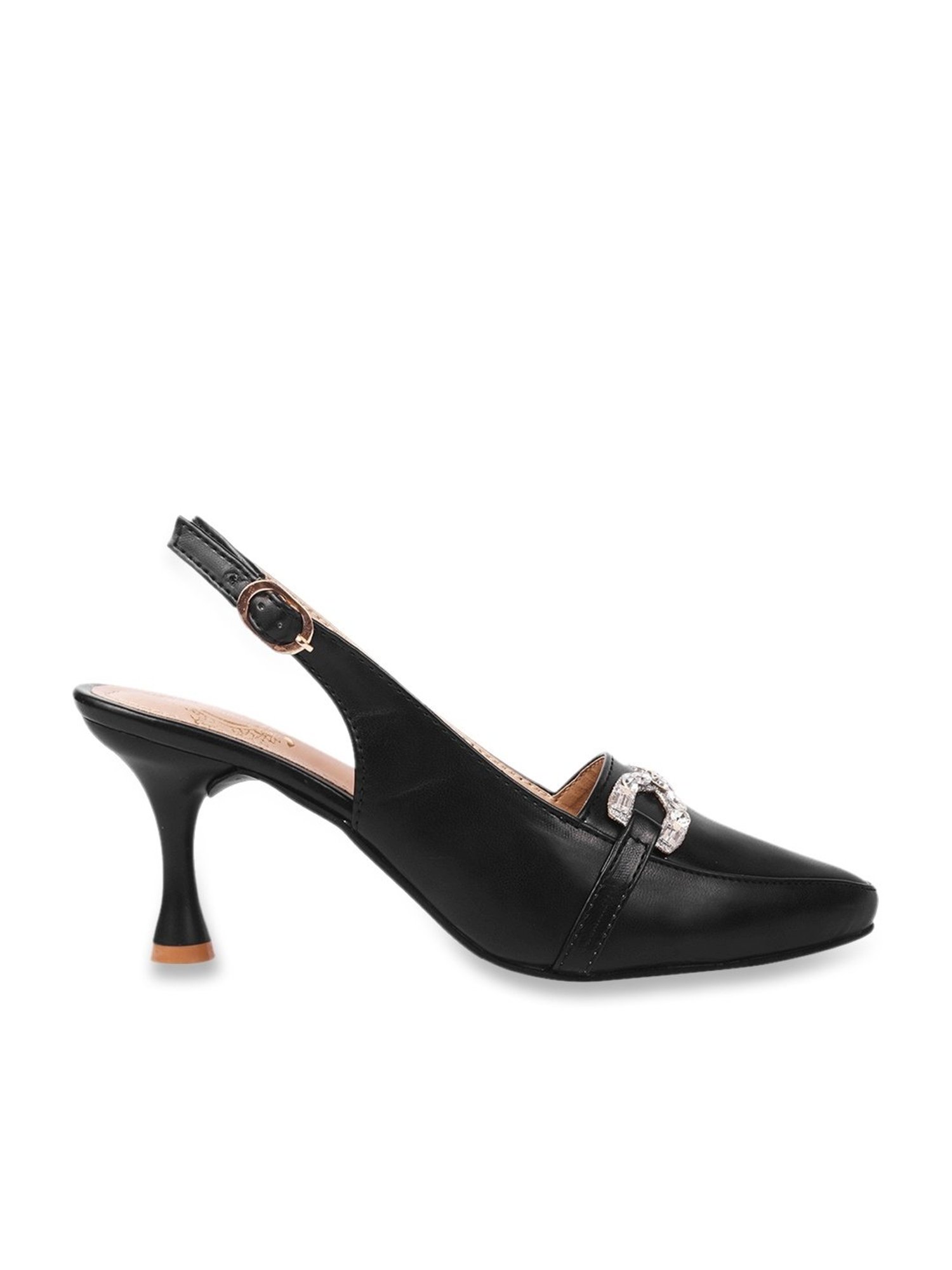 Shoetopia Women's Black Back Strap Stilettos