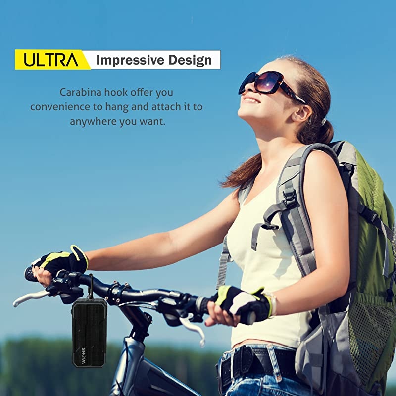 Bluetooth Speaker Outdoor IPX6 Waterproof Speaker Portable Wireless Speaker 10W Drivers Speaker Enhanced Bass Built in Mic Speakerphone Auxin MicroSD for BeachPoolParty and HikingUltra