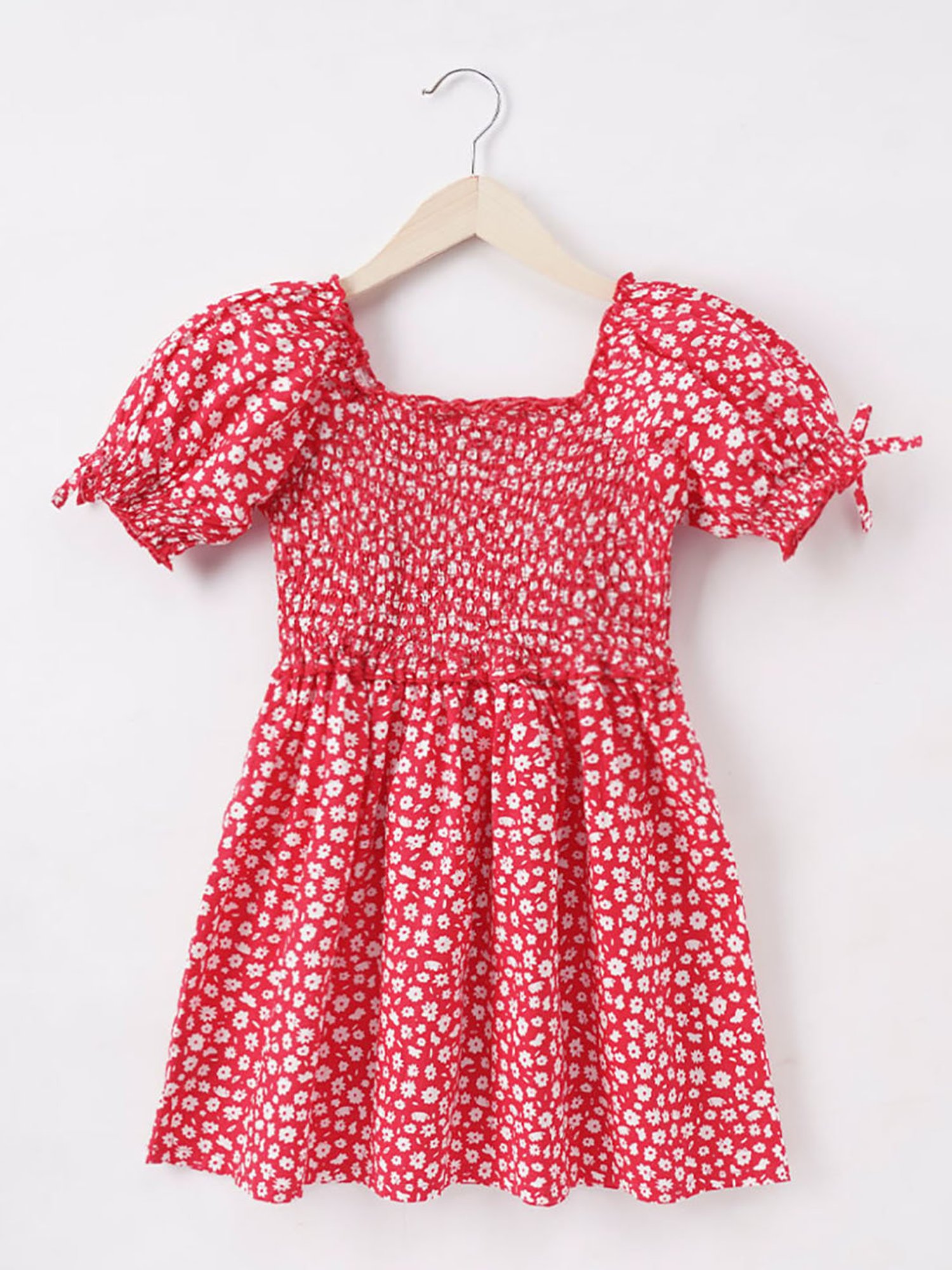 Ed-a-Mamma Kids Red & White Floral Print Dress