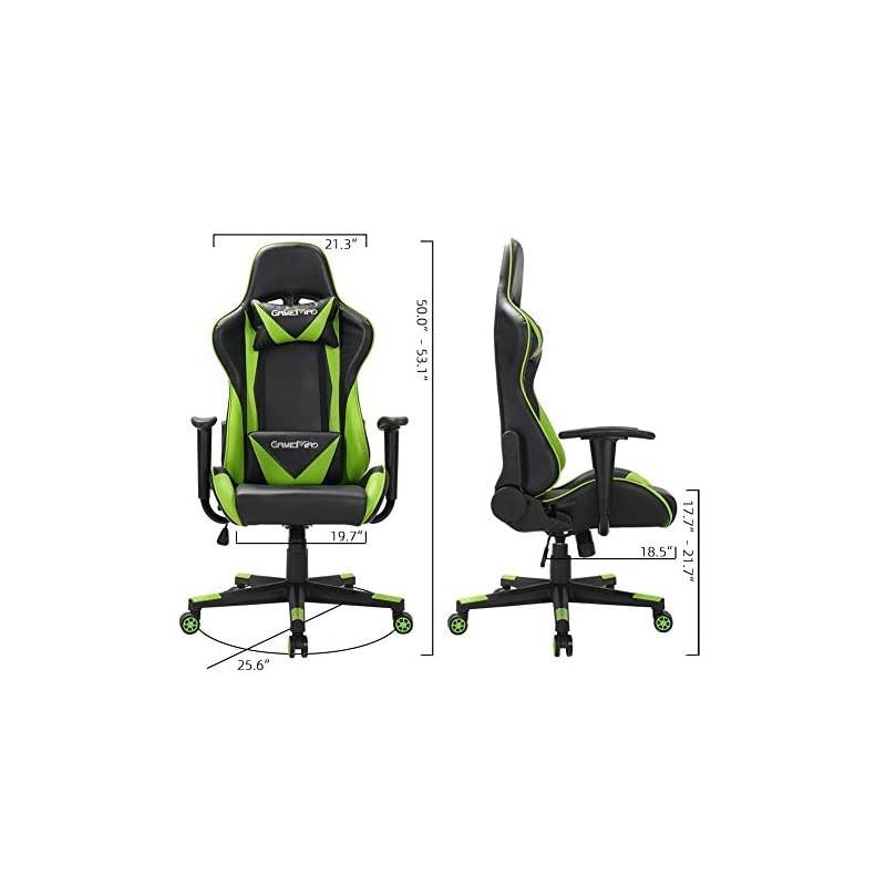 Back PU Leather Swivel Gaming Chair with Adjustable Lumbar Support Headrest Footrest Video Game Chair Racing Office Chair (Bule)